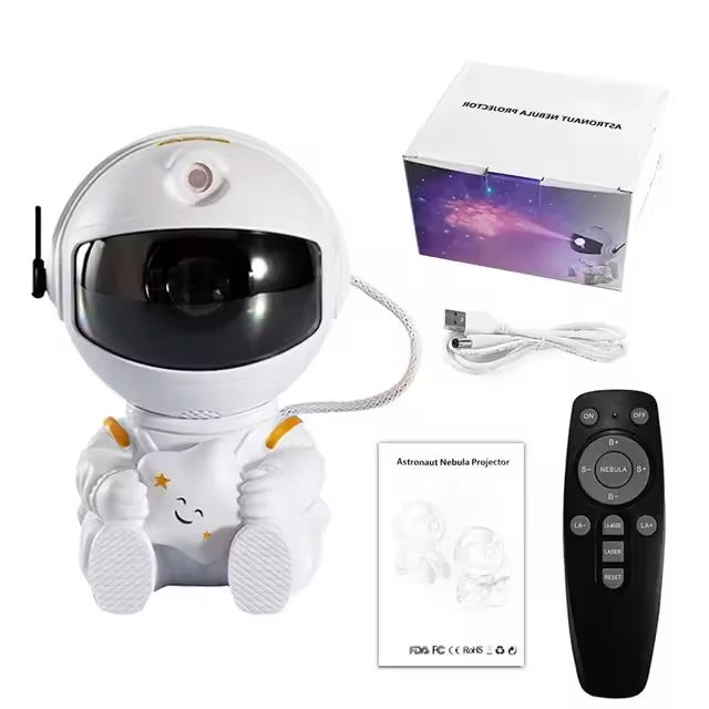 Astronaut Star Projector Night Light – USB Rechargeable & Remote Control