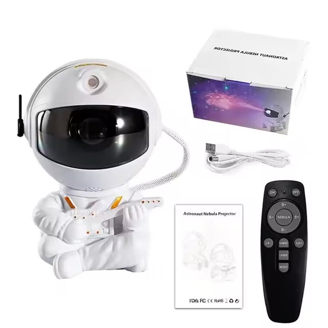 Astronaut Star Projector Night Light – USB Rechargeable & Remote Control