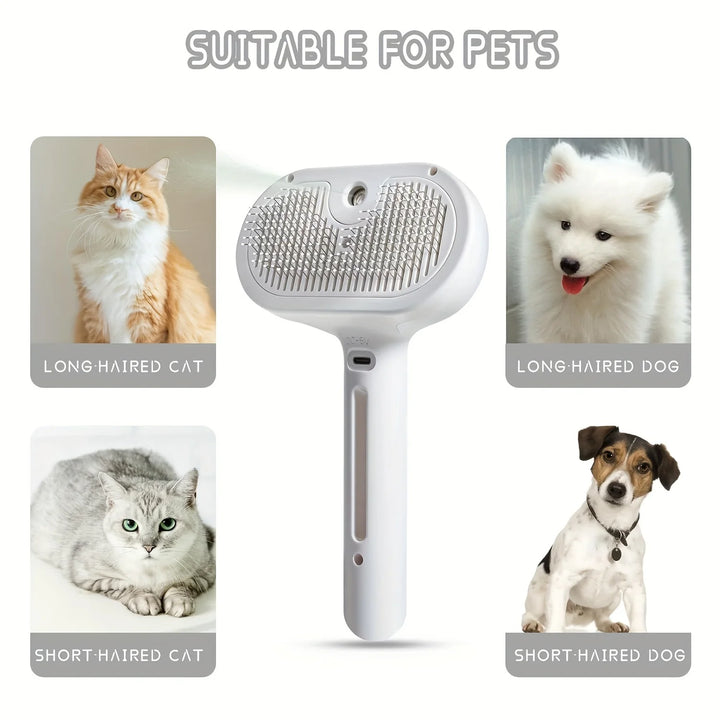 Pet Hair Remover Comb with Spray – Grooming Tool for Dogs & Cats with Built-in Mist Function